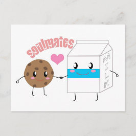 Briefkaart van melk en koekjes