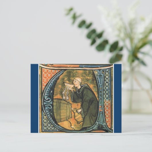 Briefkaart van middeleeuwse geborste wijn (Staand voorkant)