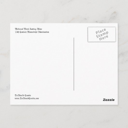 Briefkaart van middeleeuwse geborste wijn (Achterkant)