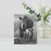 Briefkaart van moeder en Baby Rhino (Staand voorkant)