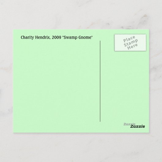 Briefkaart van moeras Gnome (Achterkant)