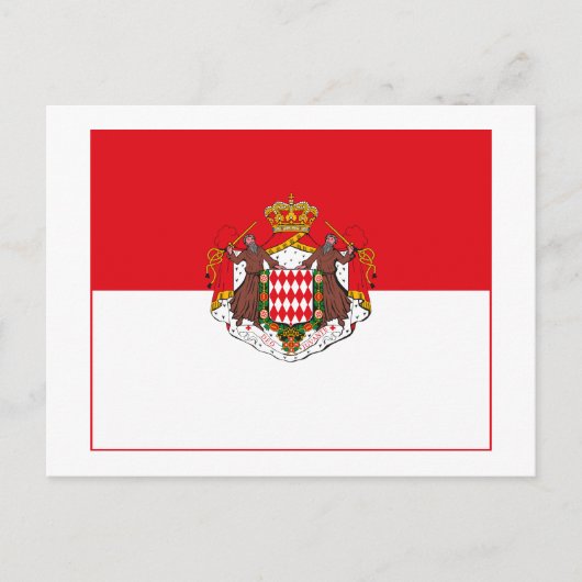 Briefkaart van Monaco-vlag met (lichte) COA-vlag (Voorkant)