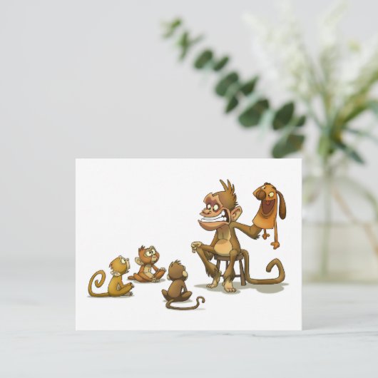 Briefkaart van Monkey Puppet (Staand voorkant)