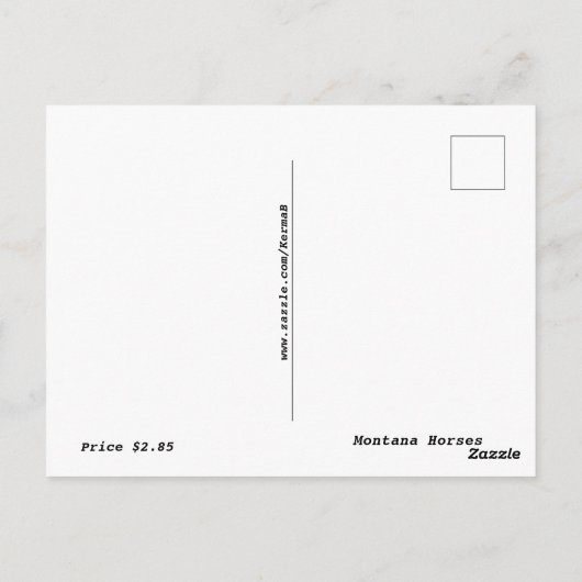 Briefkaart van Montana Horses (Achterkant)
