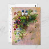 Briefkaart van mooie bessen en blauwe vogels