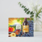 briefkaart van mooie wijn en druiven (Staand voorkant)