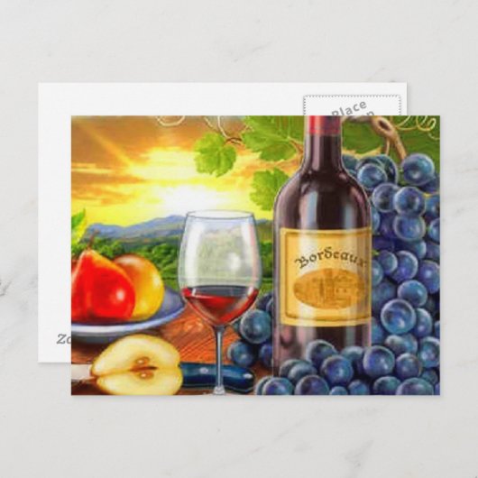 briefkaart van mooie wijn en druiven (Voorkant / Achterkant)