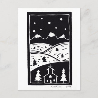 Briefkaart van Mountain Winter Linocut