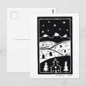 Briefkaart van Mountain Winter Linocut (Voorkant / Achterkant)