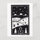 Briefkaart van Mountain Winter Linocut (Voorkant)