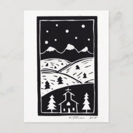 Briefkaart van Mountain Winter Linocut