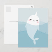 Briefkaart van Narwhal en golven (Voorkant / Achterkant)