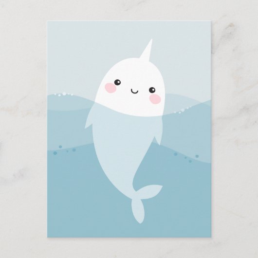 Briefkaart van Narwhal en golven (Voorkant)