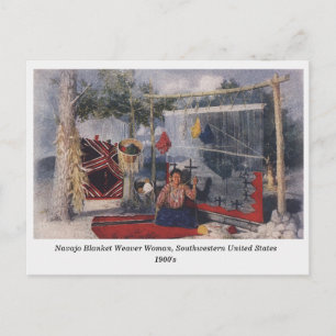 Briefkaart van Navajo Blanket Weaver Woman