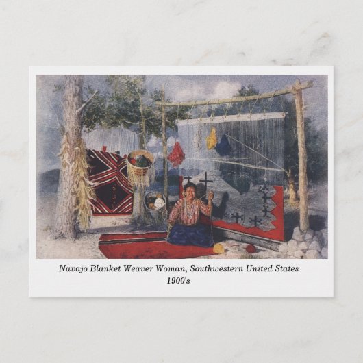 Briefkaart van Navajo Blanket Weaver Woman (Voorkant)