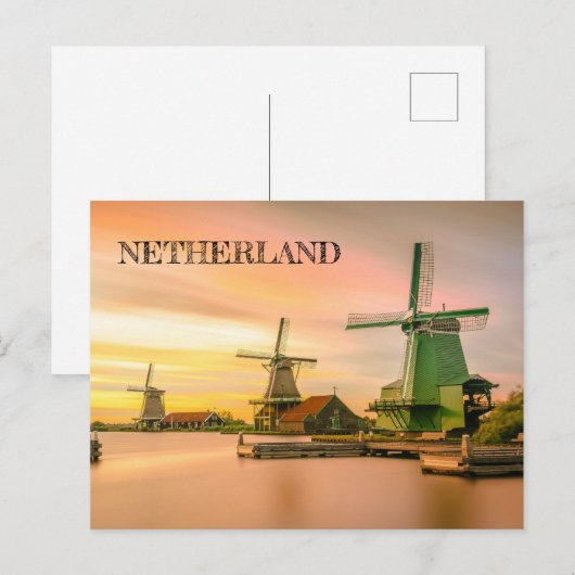 Briefkaart van Nederlandse windmolens (Voorkant / Achterkant)