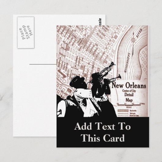  Briefkaart van New Orleans Map (Voorkant / Achterkant)