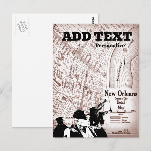 Briefkaart van New Orleans Map (Voorkant / Achterkant)