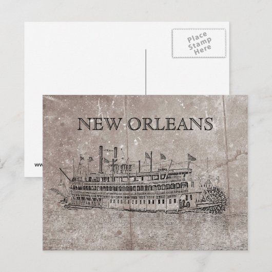 Briefkaart van New Orleans Stern Wheeler (Voorkant / Achterkant)