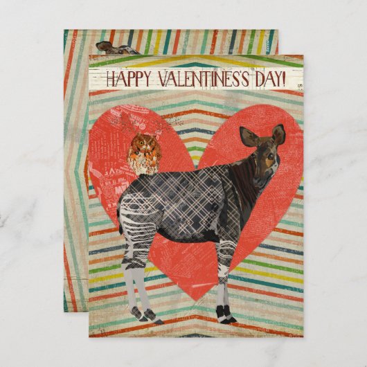 BRIEFKAART VAN OKAPI & OWL VALENTIJNS (Voorkant / Achterkant)
