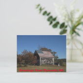 Briefkaart van Old Barn en Old Glory Plymouth, MA (Staand voorkant)