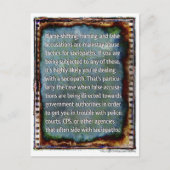 Briefkaart van onjuiste beschuldigingen (Voorkant)