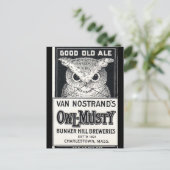 Briefkaart van oowl-mosterd Ale Beer (Staand voorkant)