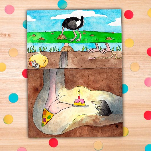 Briefkaart van Ostrich Happy Birthday door Nicole