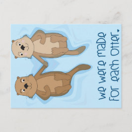 Briefkaart van Otters Holding Hands