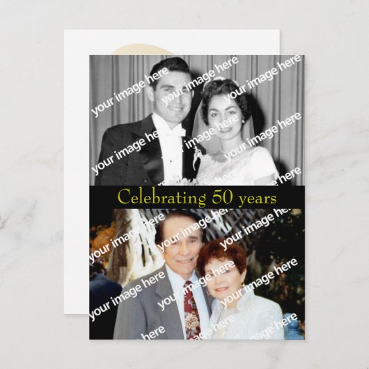 Briefkaart van oud en Cadeau Golden Jubileum (Voorkant / Achterkant)