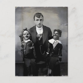 Briefkaart van oude Creepy Ventriloquist Dolls
