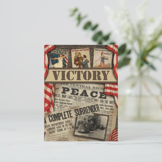  Briefkaart van overwinningsafvalboek WWII (Staand voorkant)