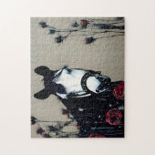 Briefkaart van paarden en Rozen Legpuzzel (Verticaal)