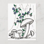 Briefkaart van paddenstoelen en blikjes (Voorkant)