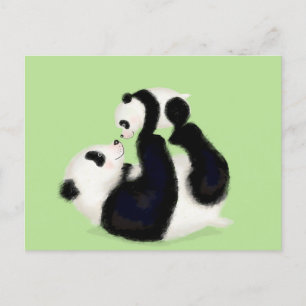 Briefkaart van Panda en cub