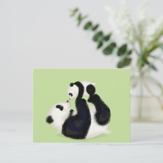 Briefkaart van Panda en cub (Staand voorkant)
