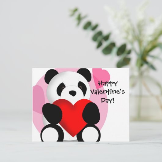 Briefkaart van Panda Hearts Valentijns (Staand voorkant)