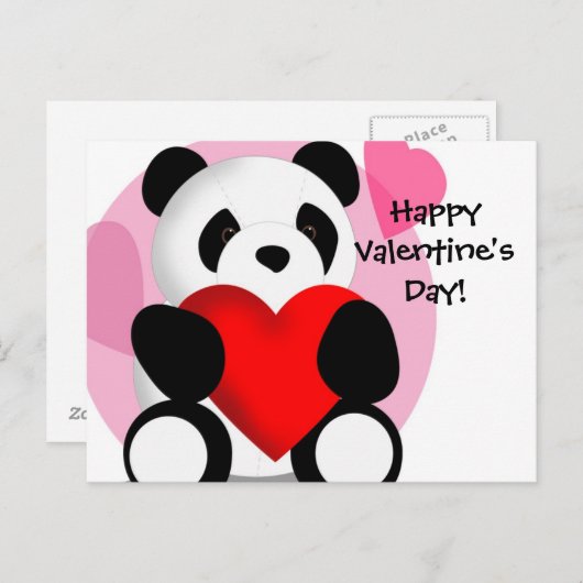 Briefkaart van Panda Hearts Valentijns (Voorkant / Achterkant)