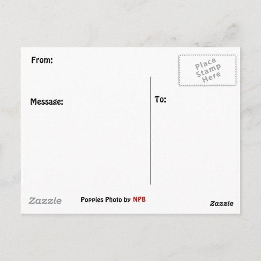 Briefkaart van papaver (Achterkant)