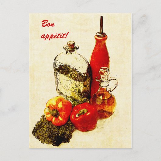 briefkaart van paprika en olie - eetlust (Voorkant)