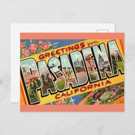 Briefkaart van Pasadena Ca. (Voorkant / Achterkant)