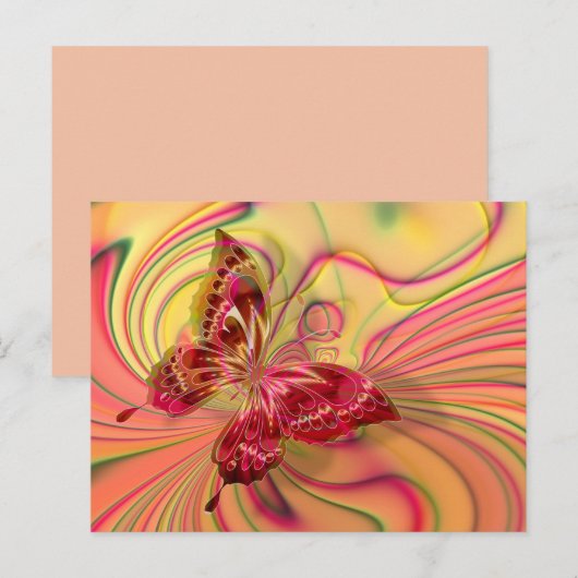 briefkaart van perzikrode vlinder (Voorkant / Achterkant)