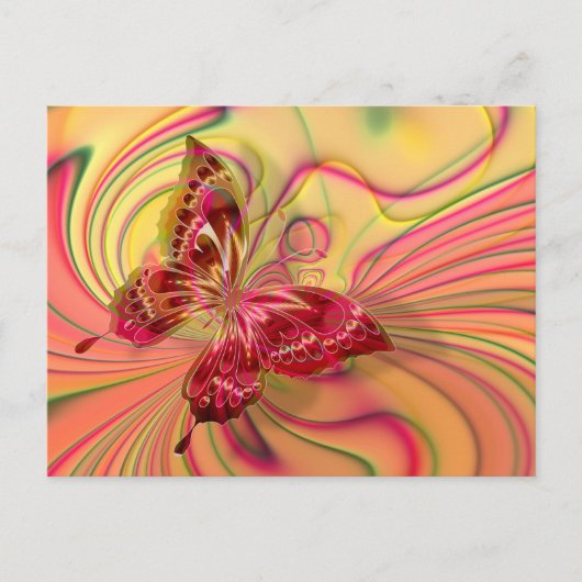 briefkaart van perzikrode vlinder (Voorkant)