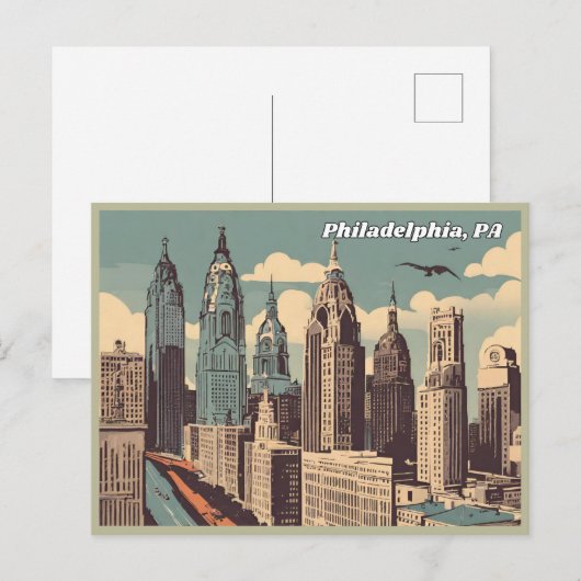 Briefkaart van Philadelphia, Pennsylvania (Voorkant / Achterkant)