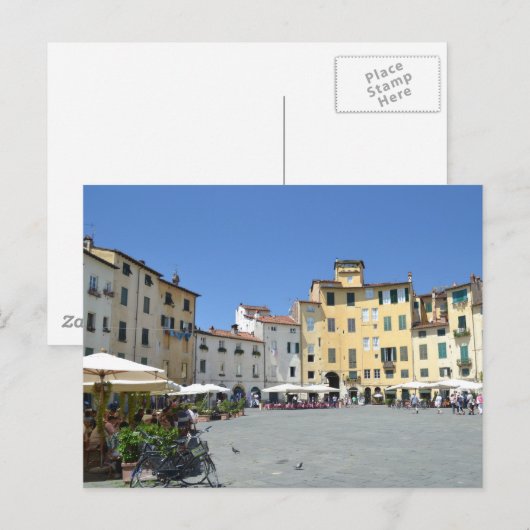 Briefkaart van Piazza dell'Anfiteatro in Lucca, It (Voorkant / Achterkant)