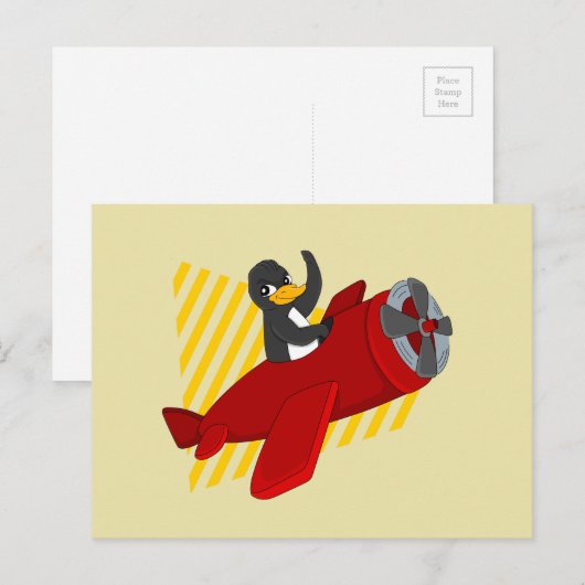 Briefkaart van pinguïn cartoon (Voorkant / Achterkant)