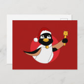 Briefkaart van pinguïn met kerstcartoon (Voorkant / Achterkant)