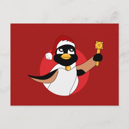 Briefkaart van pinguïn met kerstcartoon (Voorkant)