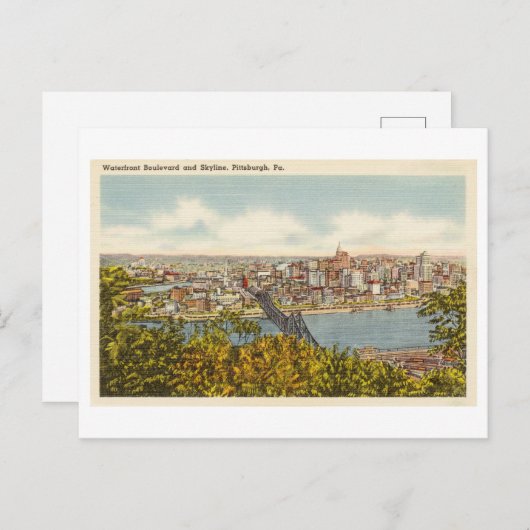  Briefkaart van Pittsburgh Skyline (Voorkant / Achterkant)