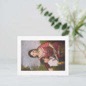 Briefkaart van Pocahontas met haar zoon. (Staand voorkant)